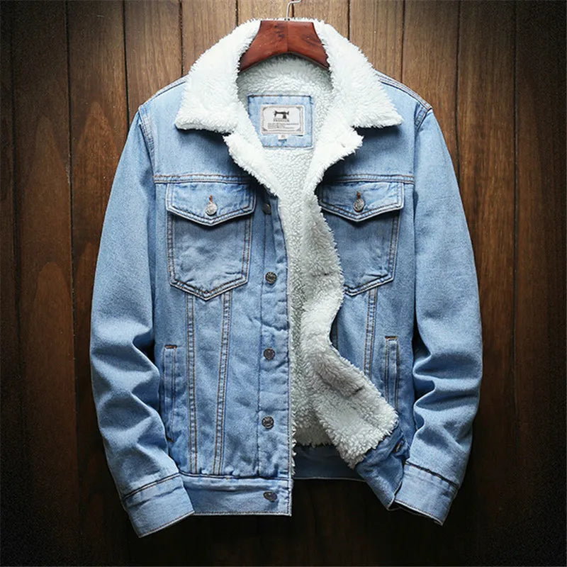 Winter Jean Jackets Men Warm Cowboy Outerwear