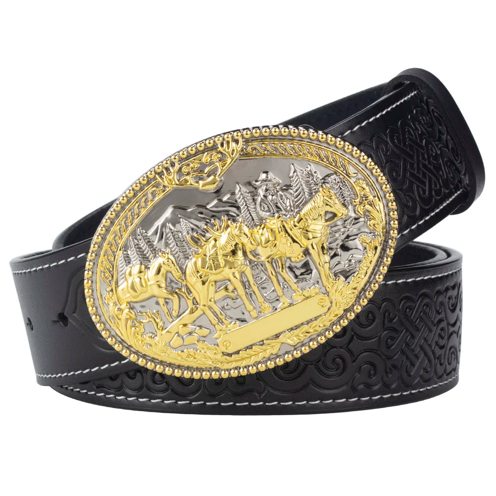 Horse Decorative Leather Belt Cowboy Fashion Men's Clothing Accessories