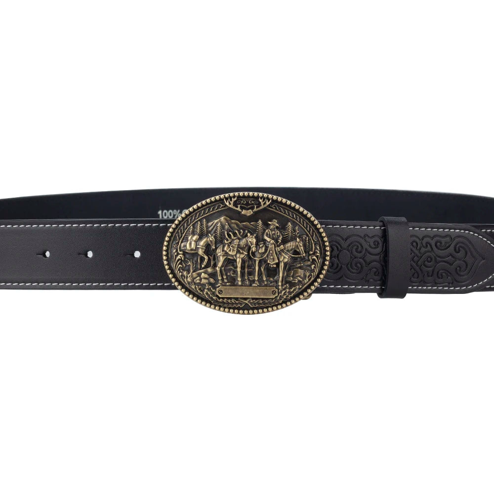 Horse Decorative Leather Belt Cowboy Fashion Men's Clothing Accessories