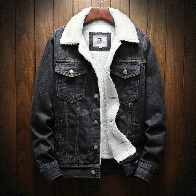 Winter Jean Jackets Men Warm Cowboy Outerwear