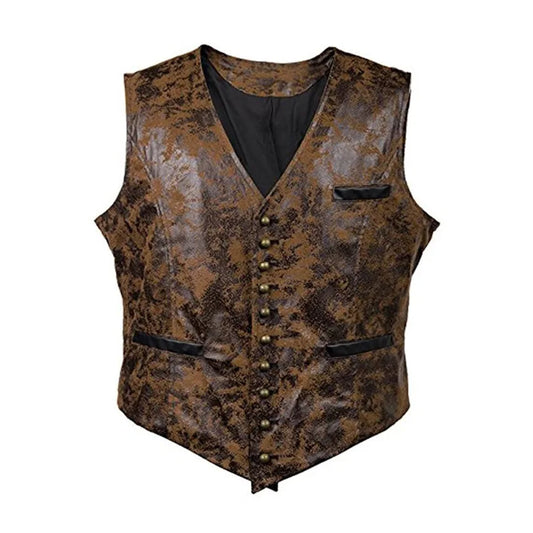 Men's Vest Jacket Leather Cowboy