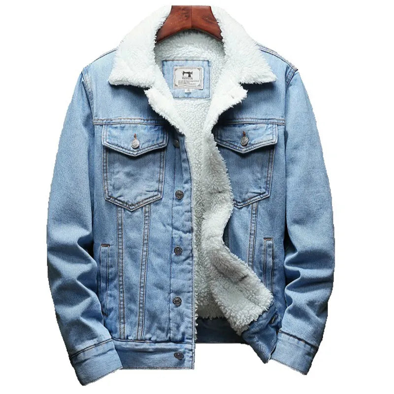 Winter Jean Jackets Men Warm Cowboy Outerwear