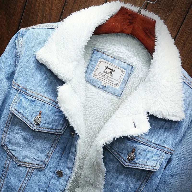 Winter Jean Jackets Men Warm Cowboy Outerwear