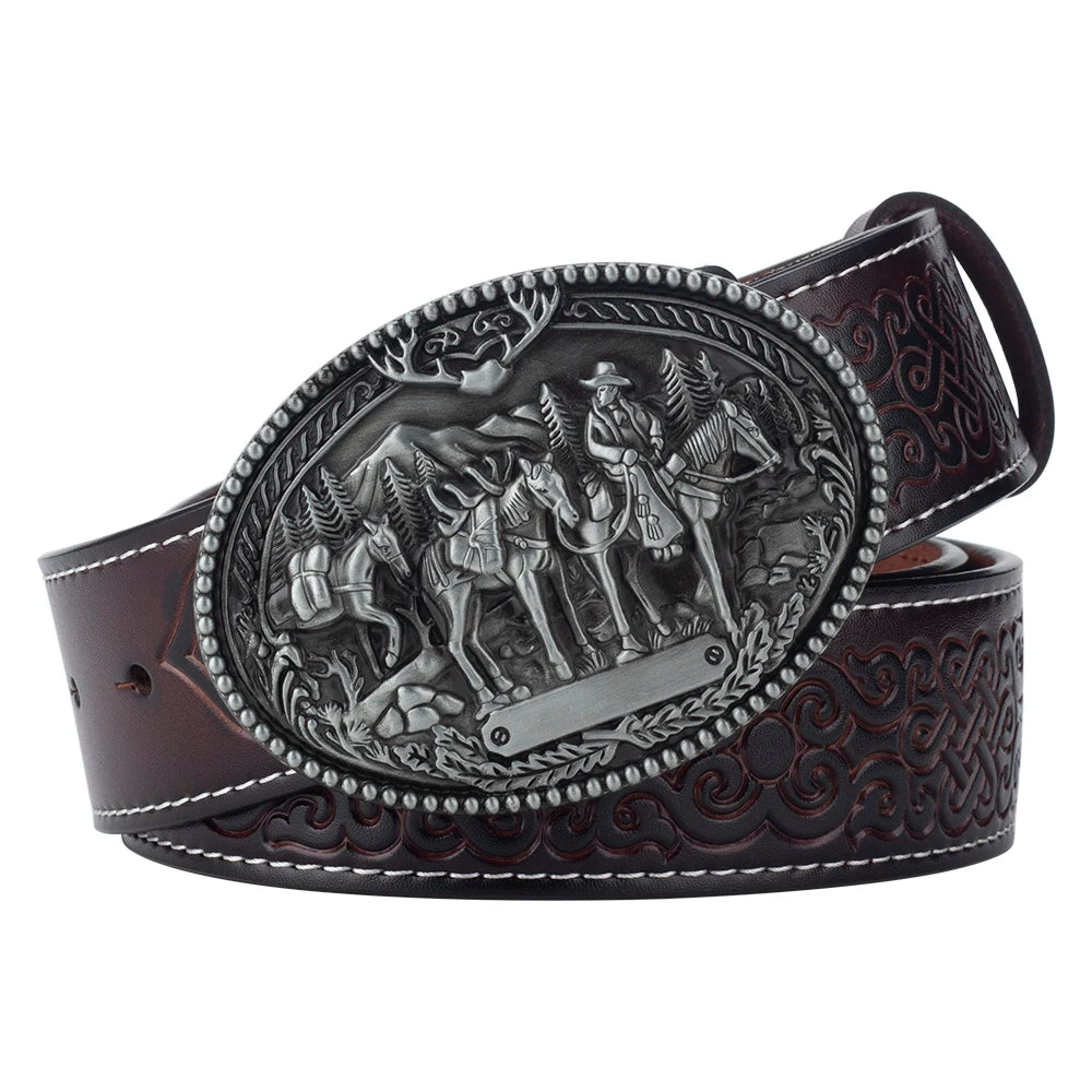 Horse Decorative Leather Belt Cowboy Fashion Men's Clothing Accessories