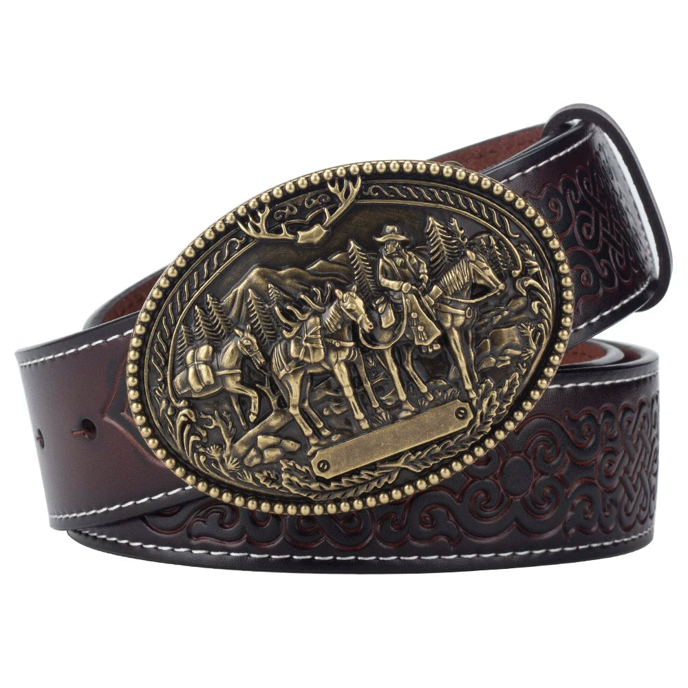 Horse Decorative Leather Belt Cowboy Fashion Men's Clothing Accessories