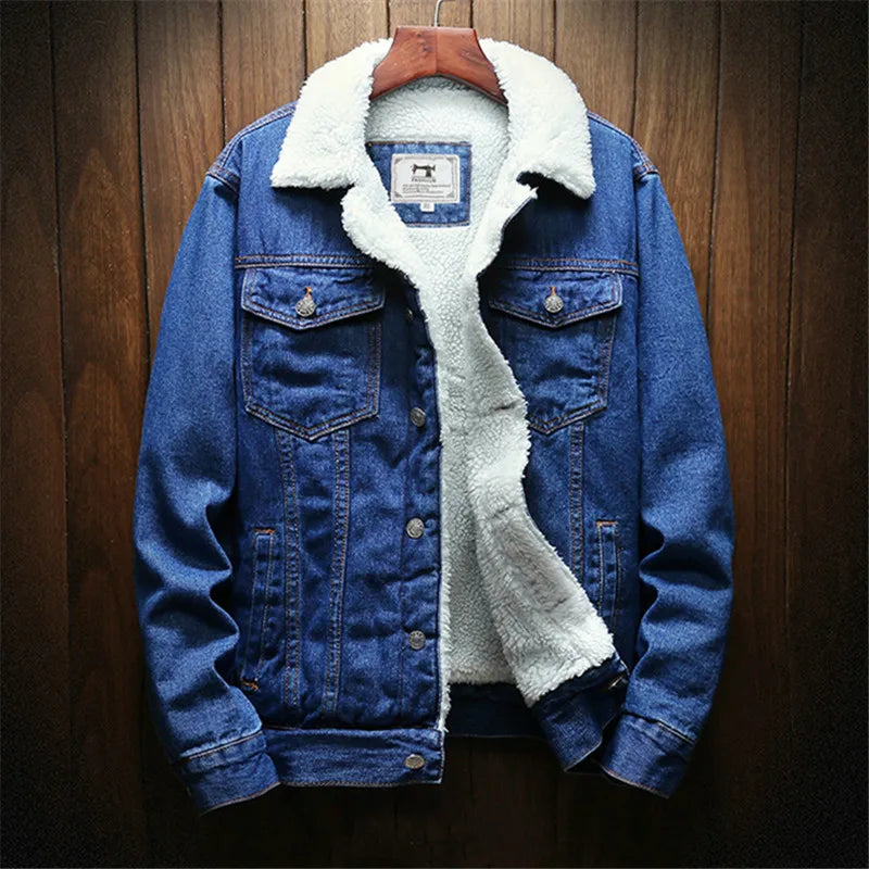 Winter Jean Jackets Men Warm Cowboy Outerwear