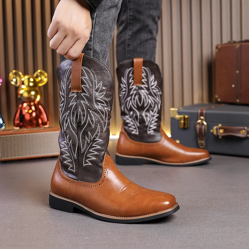 Classic Cowboys Boots Men Comfortable Western