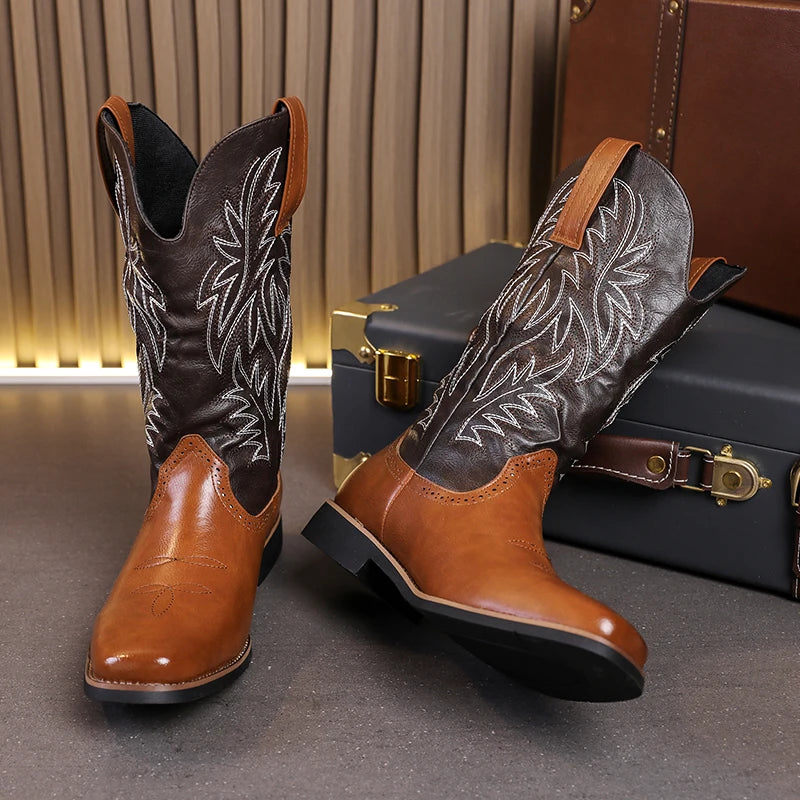 Classic Cowboys Boots Men Comfortable Western