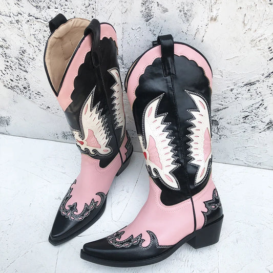 Country Western Women Cowboy Boots for Women Leather Shoes