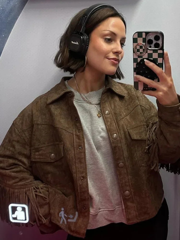 Brown suede women's jackets