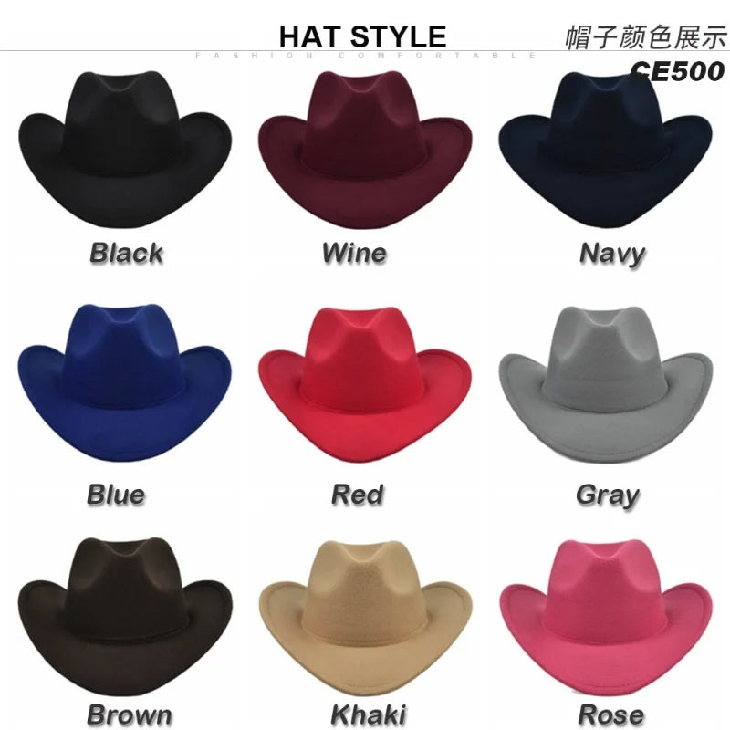 Fashion Cowboy Hat Woolen Hat Fedora Hat Retro