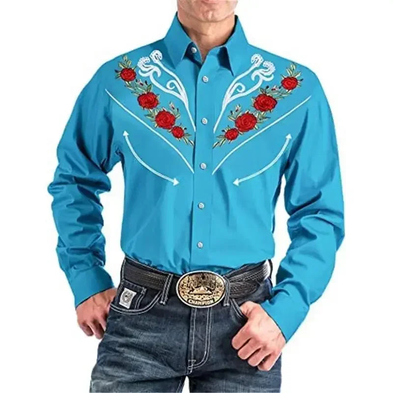 Men's Shirt Cowboy Shirts, Top