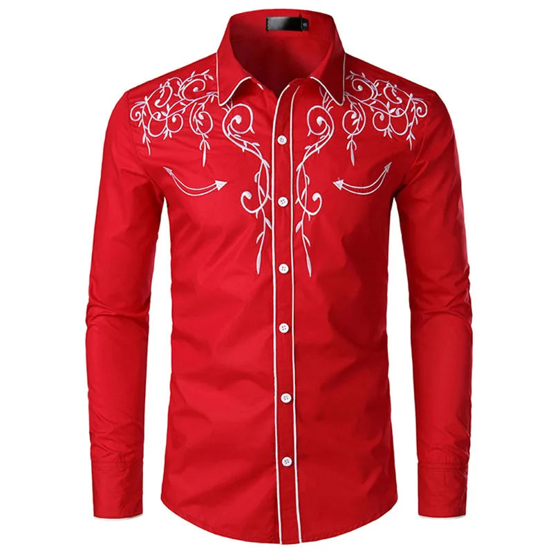 Western Cowboy Embroidery Shirts Men