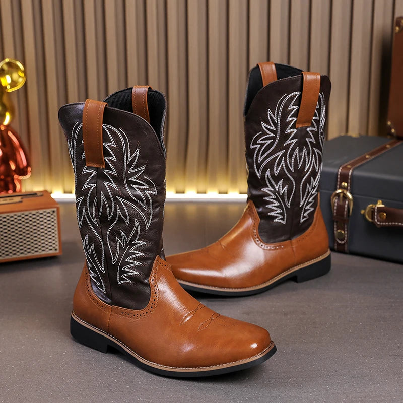 Classic Cowboys Boots Men Comfortable Western