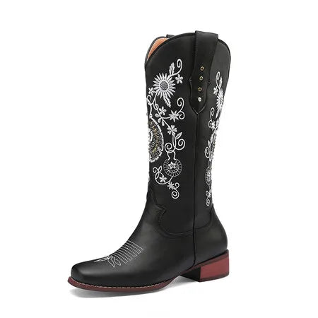 Cowgirl boots with flower embroidery