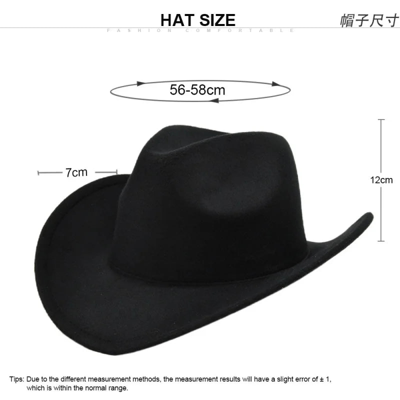 Fashion Cowboy Hat Woolen Hat Fedora Hat Retro