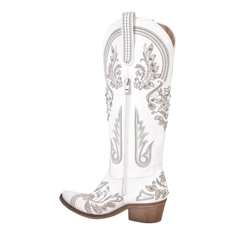 Western Cowboys Block Heel Pull-On Cowgirl Ankle Boots