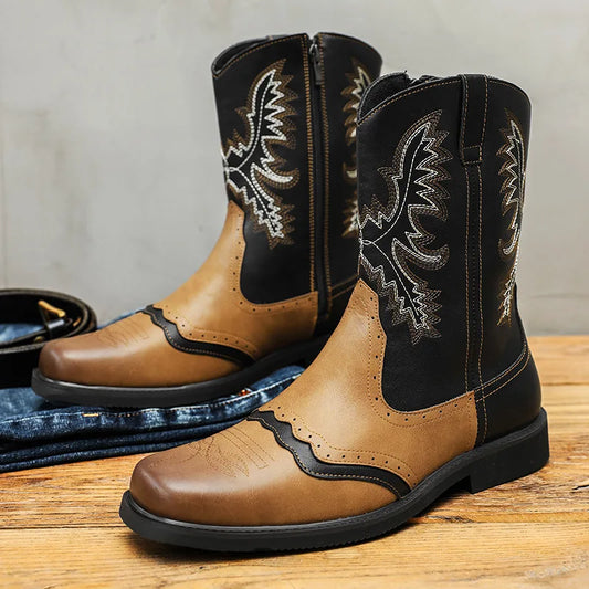 Retro Mode Stickerei Cowboys tiefel für Männer  Lederstiefel Männer Botas Hombre