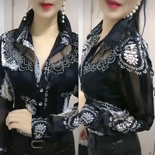 Shirt for women new spring autumn high-end western flowers