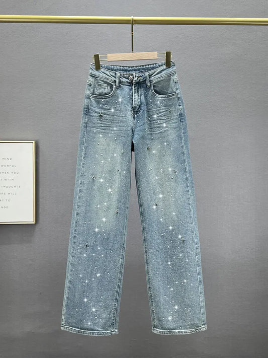 Rhinestone Xingx Jeans Women's Pants