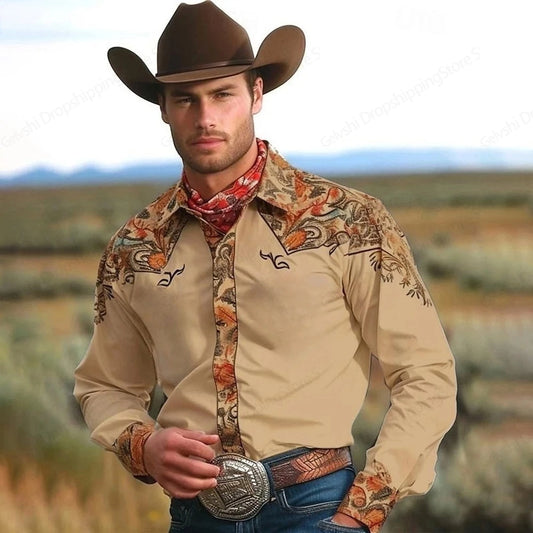 Men's Long-Sleeved Shirt Western Style