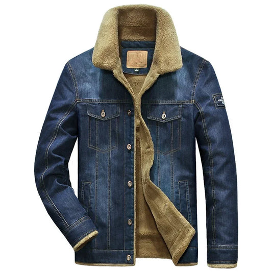 Männer Windjacke Fleece Cowboy Kleidung Winter Denim Jacke