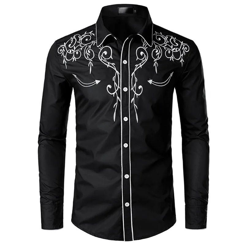 Western Cowboy Embroidery Shirts Men