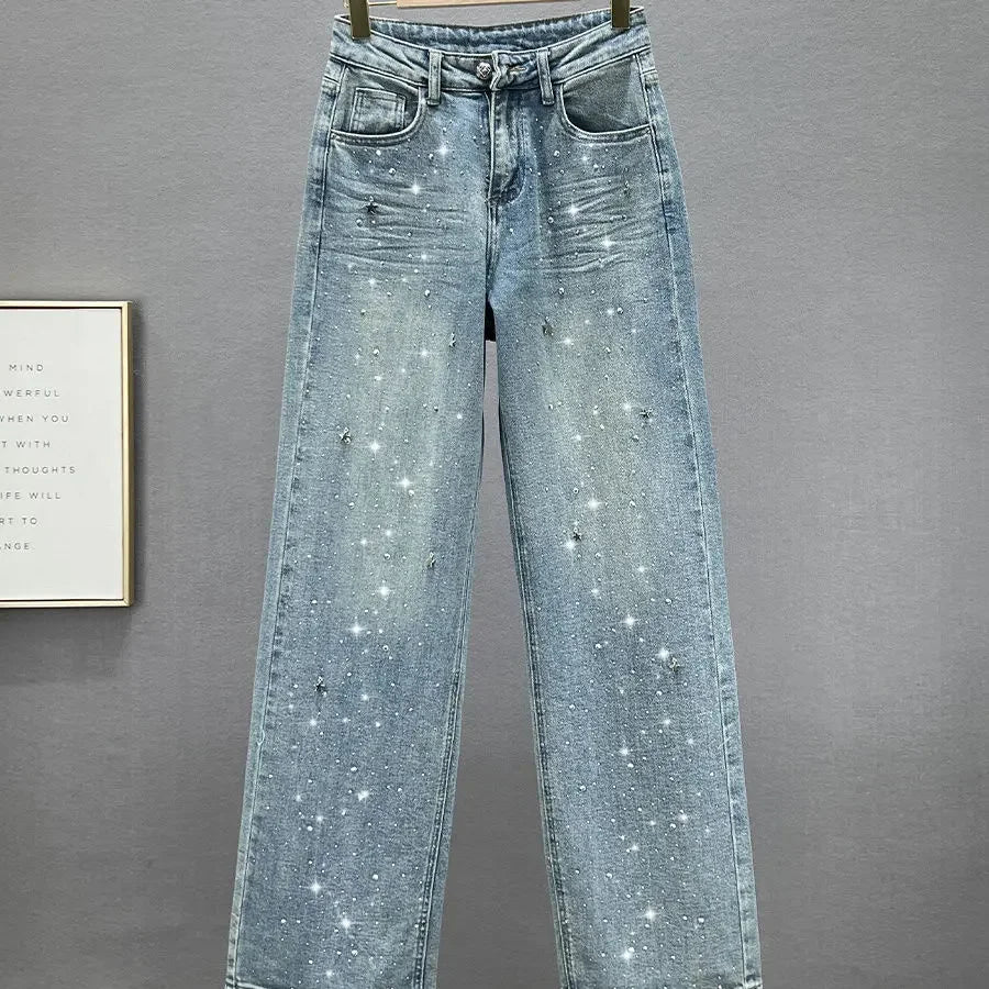 Rhinestone Xingx Jeans Women's Pants