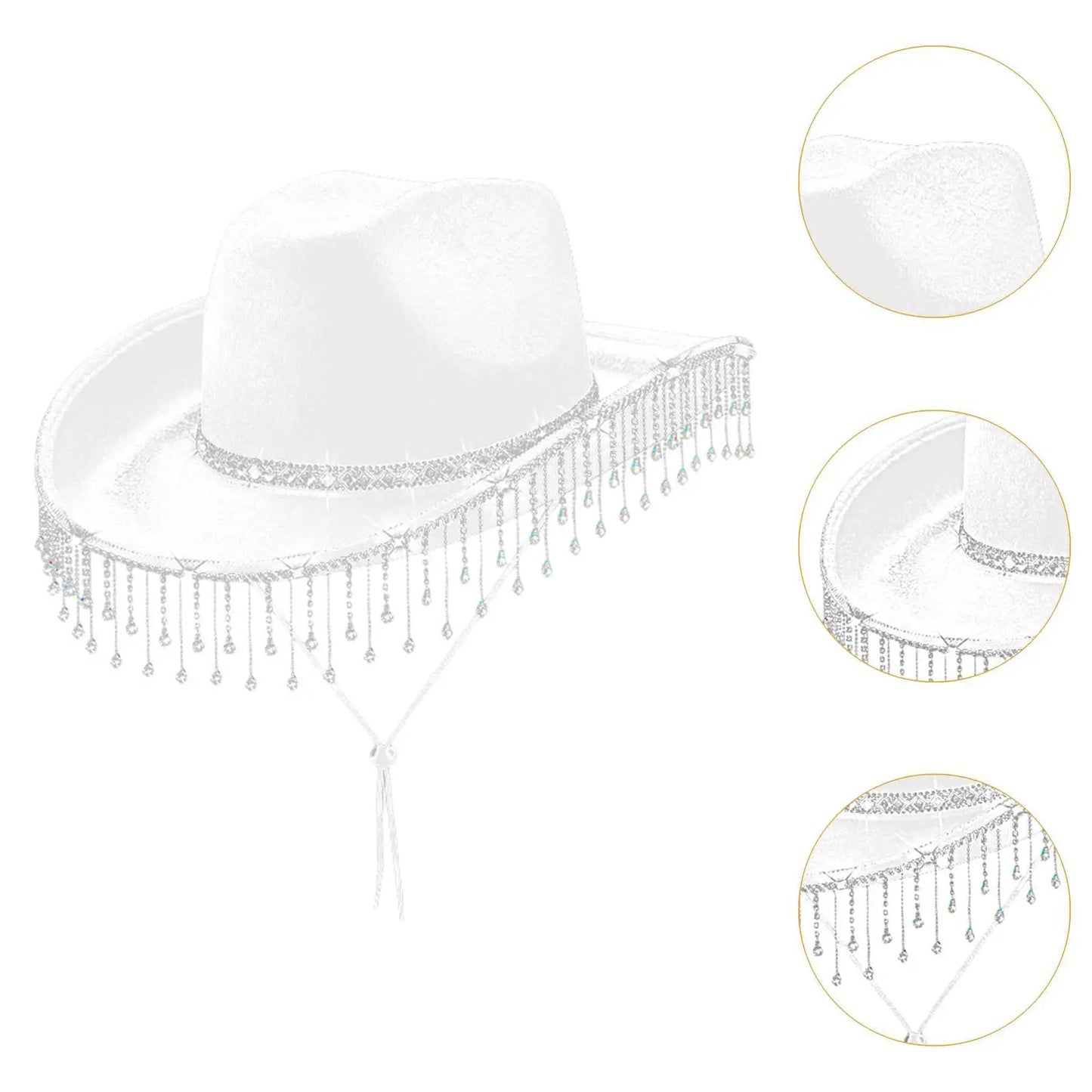 Damen-Cowboyhut mit Strass-Fransen Cowgirl-Hut