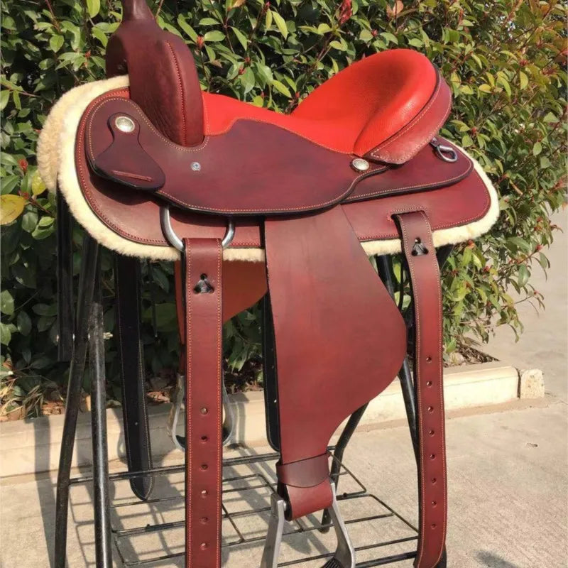 2024 New western leather saddle, wild riding, comfortable riding saddle