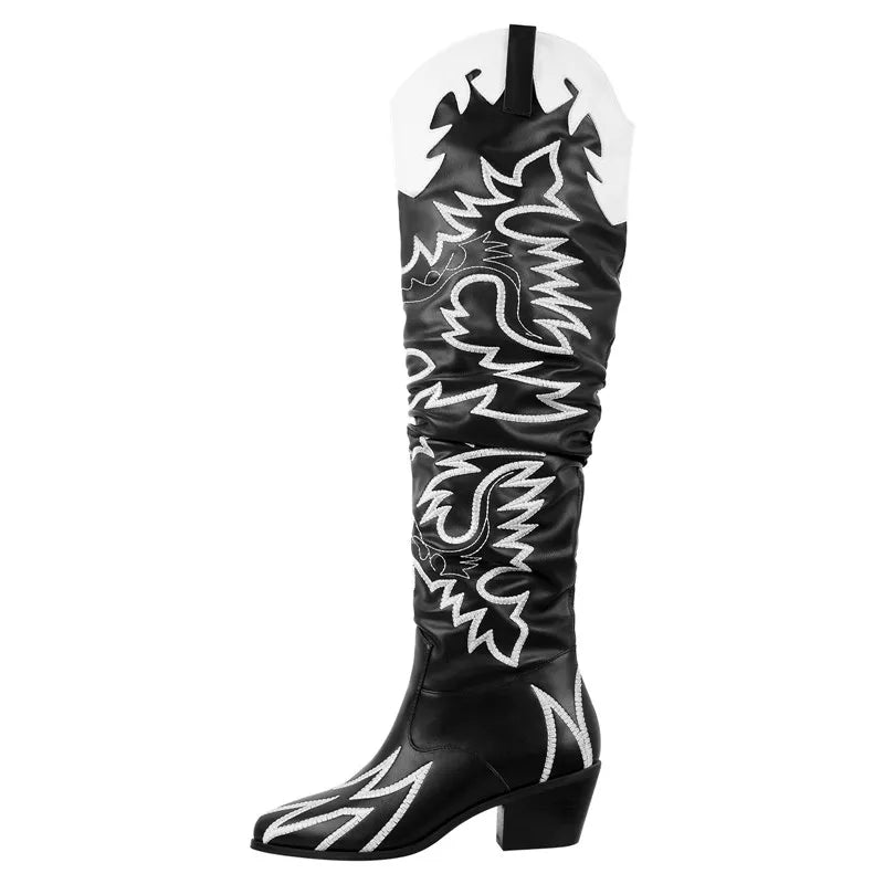 Onlymaker Woman Knee High Boots Western Cowgirl boots