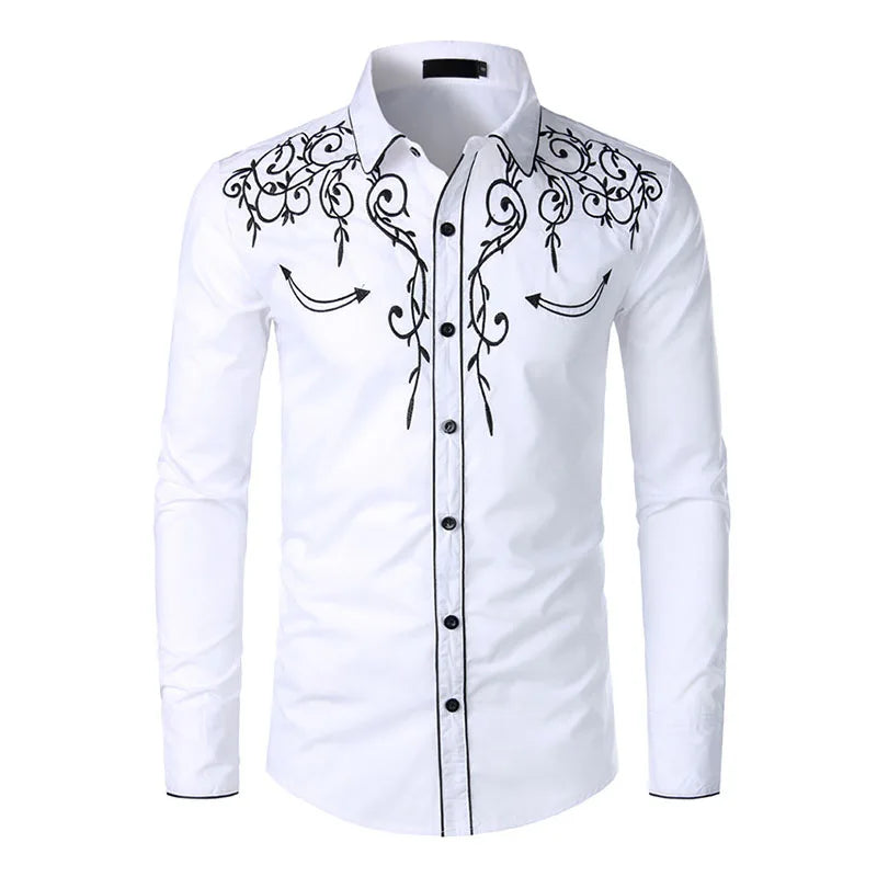 Western Cowboy Embroidery Shirts Men