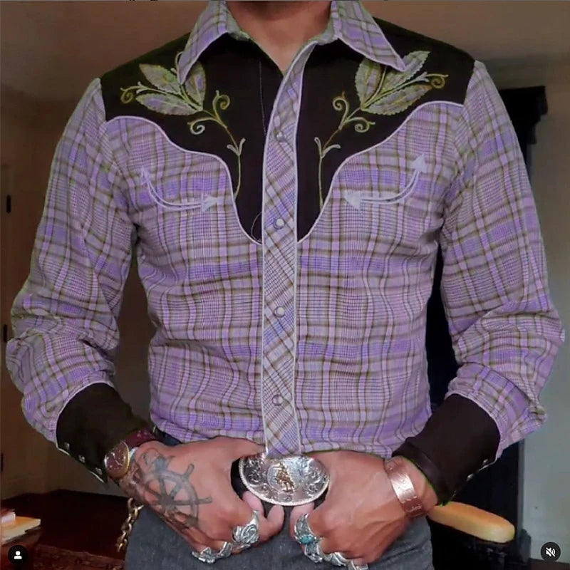 Vintage Western Shirts Lapel Casual Men