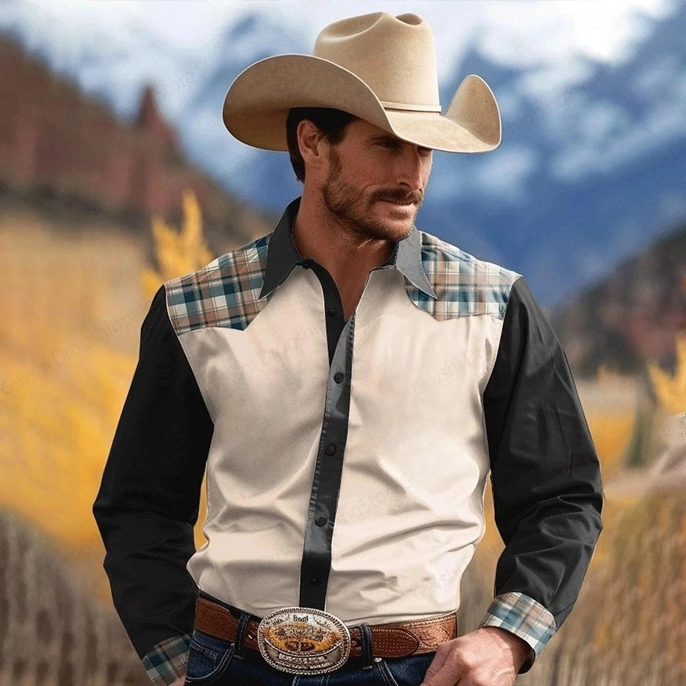 Men's Long-Sleeved Shirt Western Style