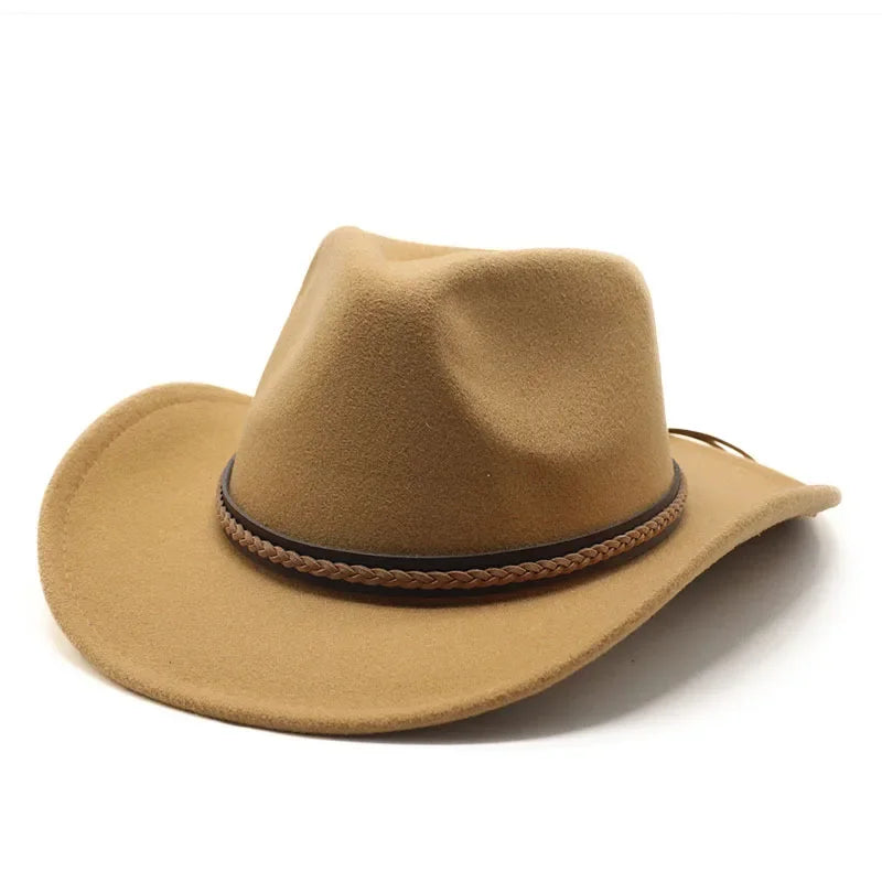 Western cowboy hat with leather retro