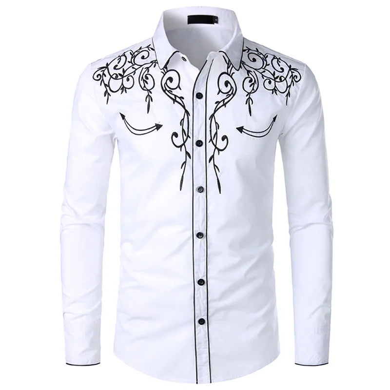 Western Cowboy Embroidery Shirts Men