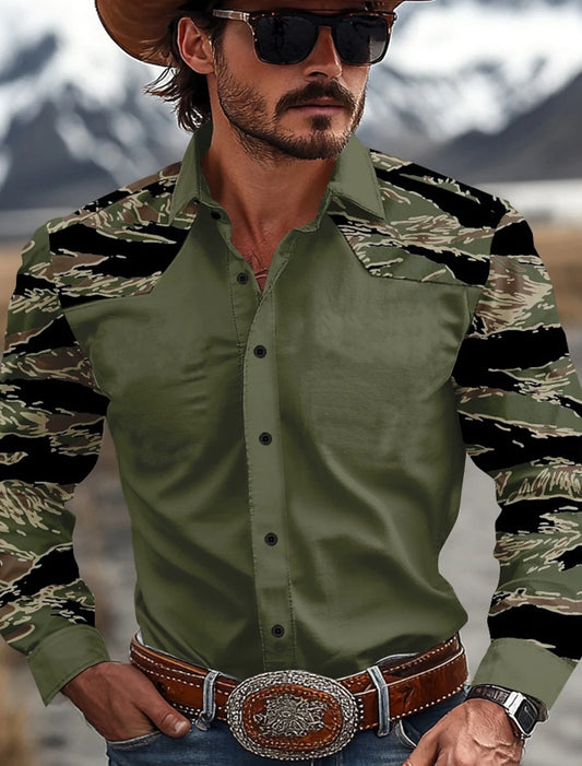 Herren Camouflage Westernhemd