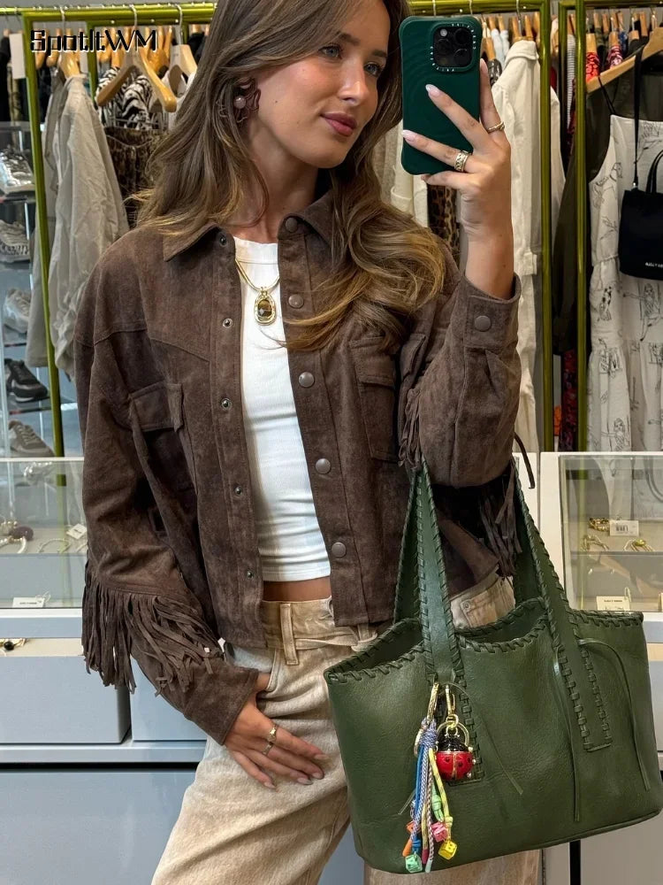 Brown suede women's jackets