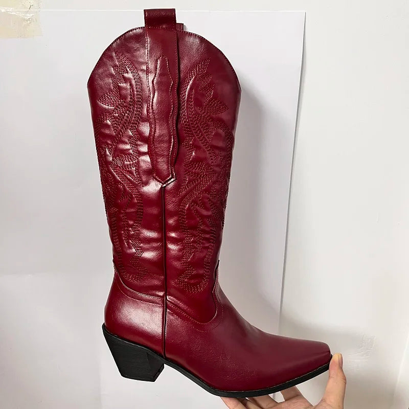 Country Western Women Cowboy Boots for Women Leather Shoes