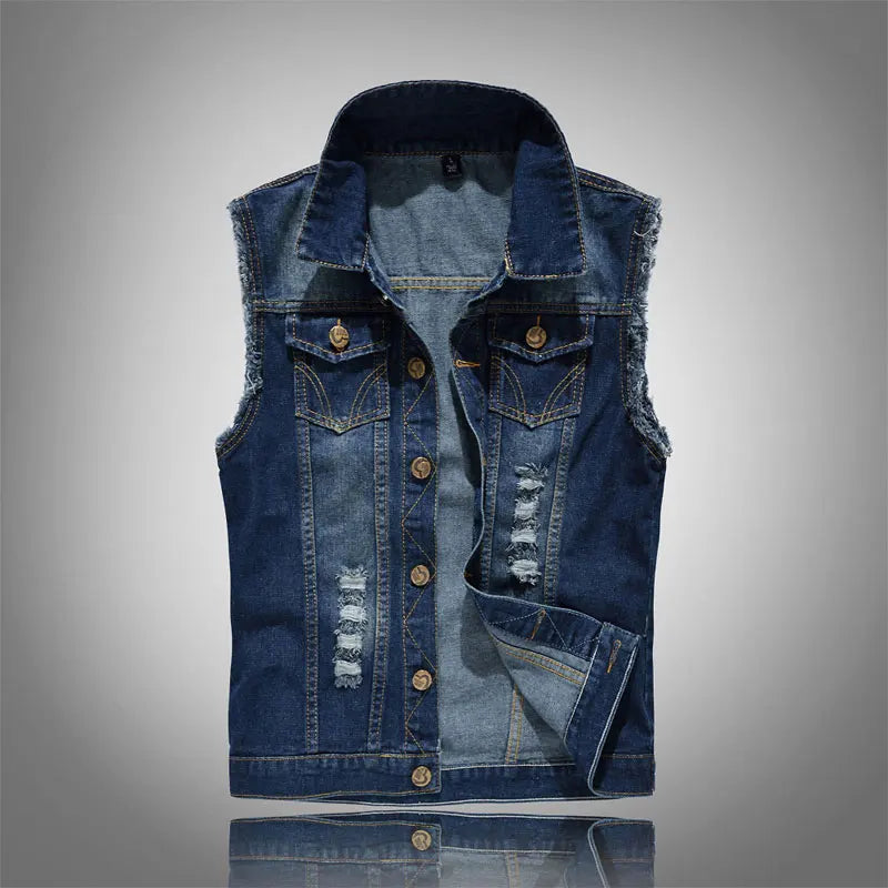 Jeans Vest Cowboy Streetwear Men Vests