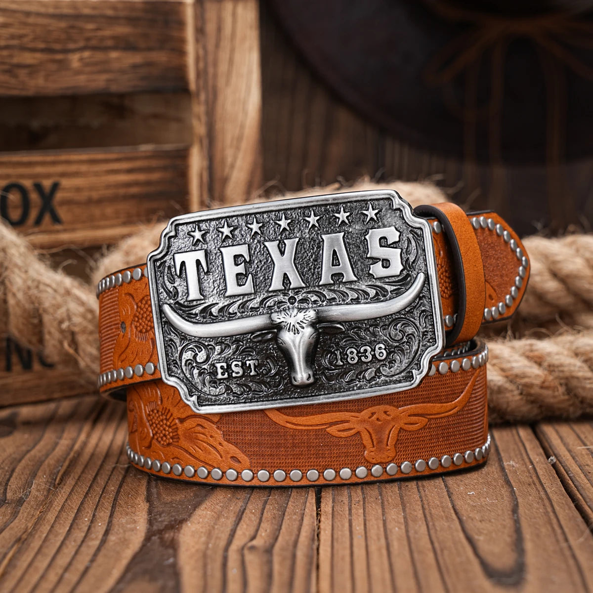 Western Cowboy Pu Leather Belt Men