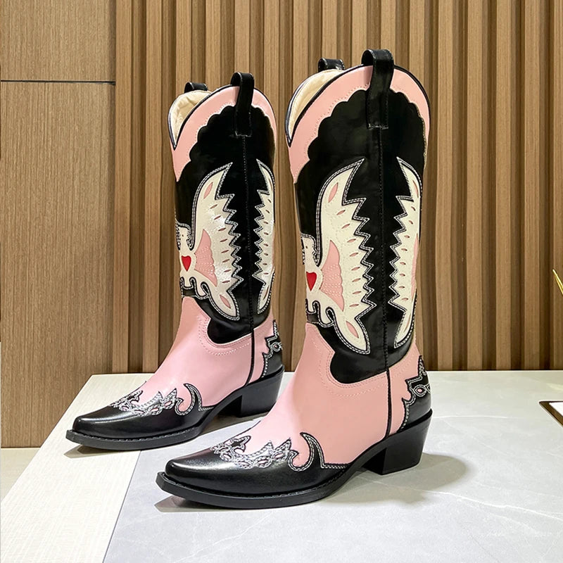 Country Western Women Cowboy Boots for Women Leather Shoes