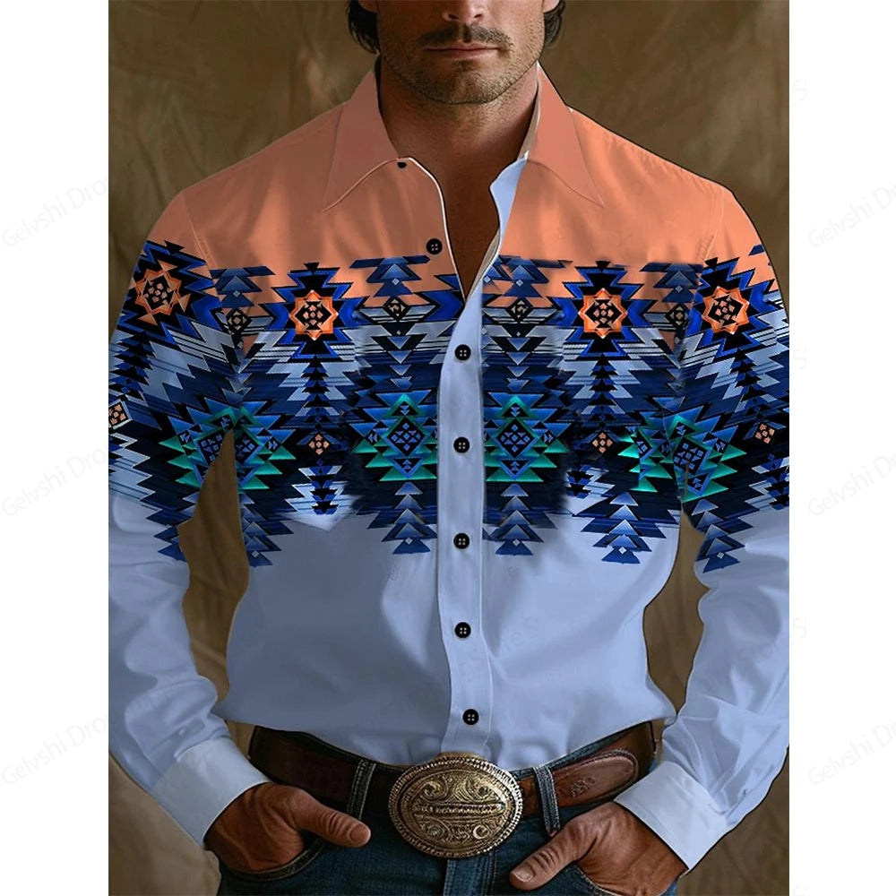 Men's Long-Sleeved Shirt Western Style