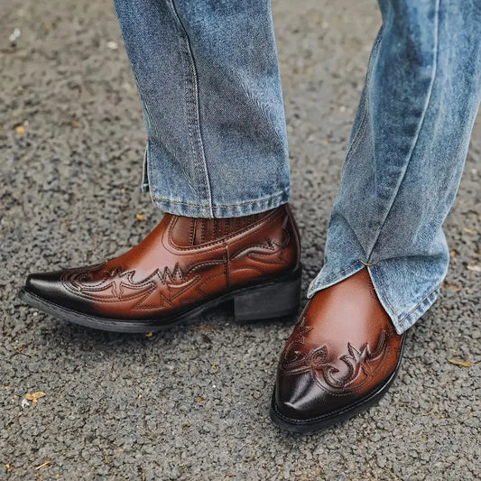 Western-Cowboystiefel, Unisex-Herren & Frauen-Lederschuhe