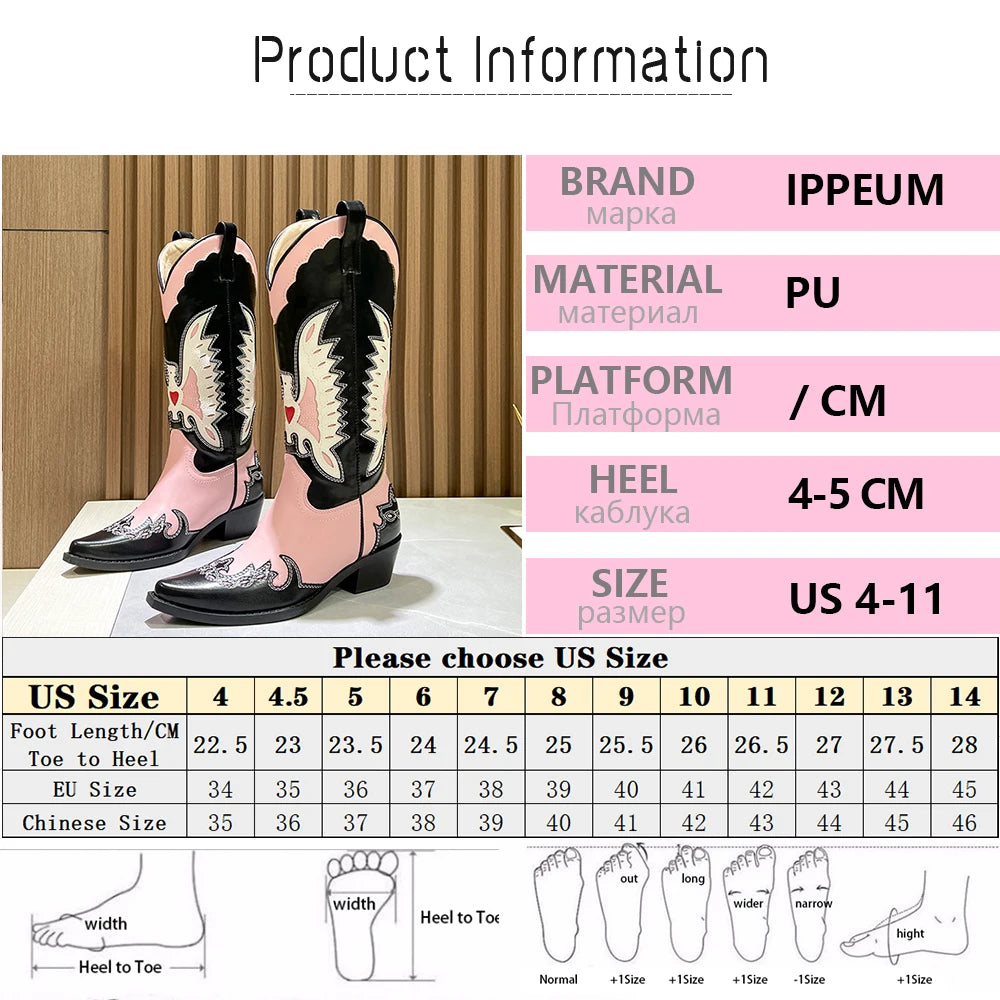 Country Western Women Cowboy Boots for Women Leather Shoes