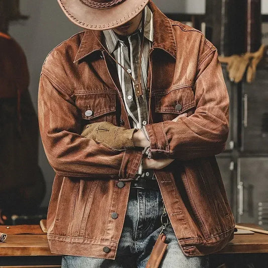 Trendiger Vintage-Cowboy-Mantel für Herren  Jeansjacken,