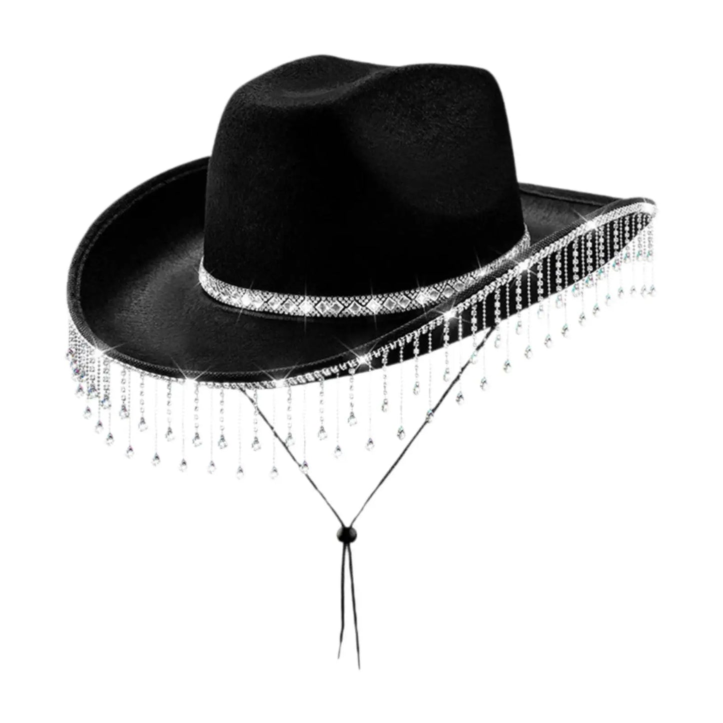 Damen-Cowboyhut mit Strass-Fransen Cowgirl-Hut