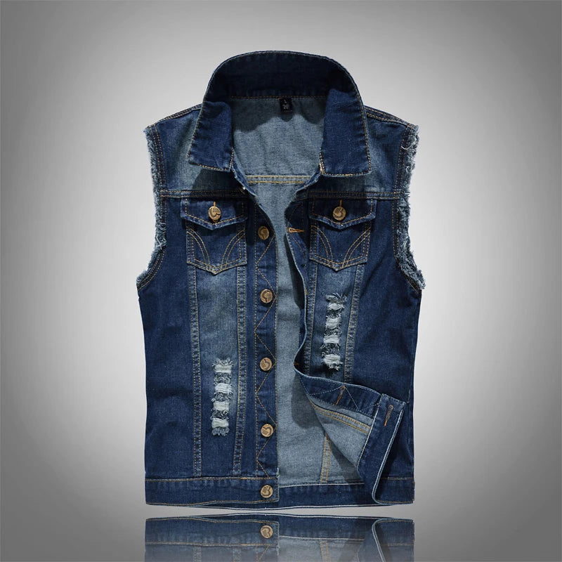 Jeans Vest Cowboy Streetwear Men Vests