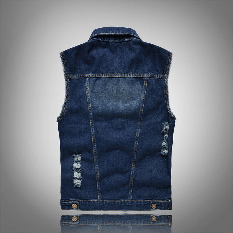 Jeans Vest Cowboy Streetwear Men Vests