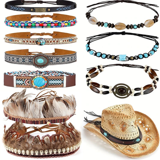 Vintage ethnic cowboy hat bands,